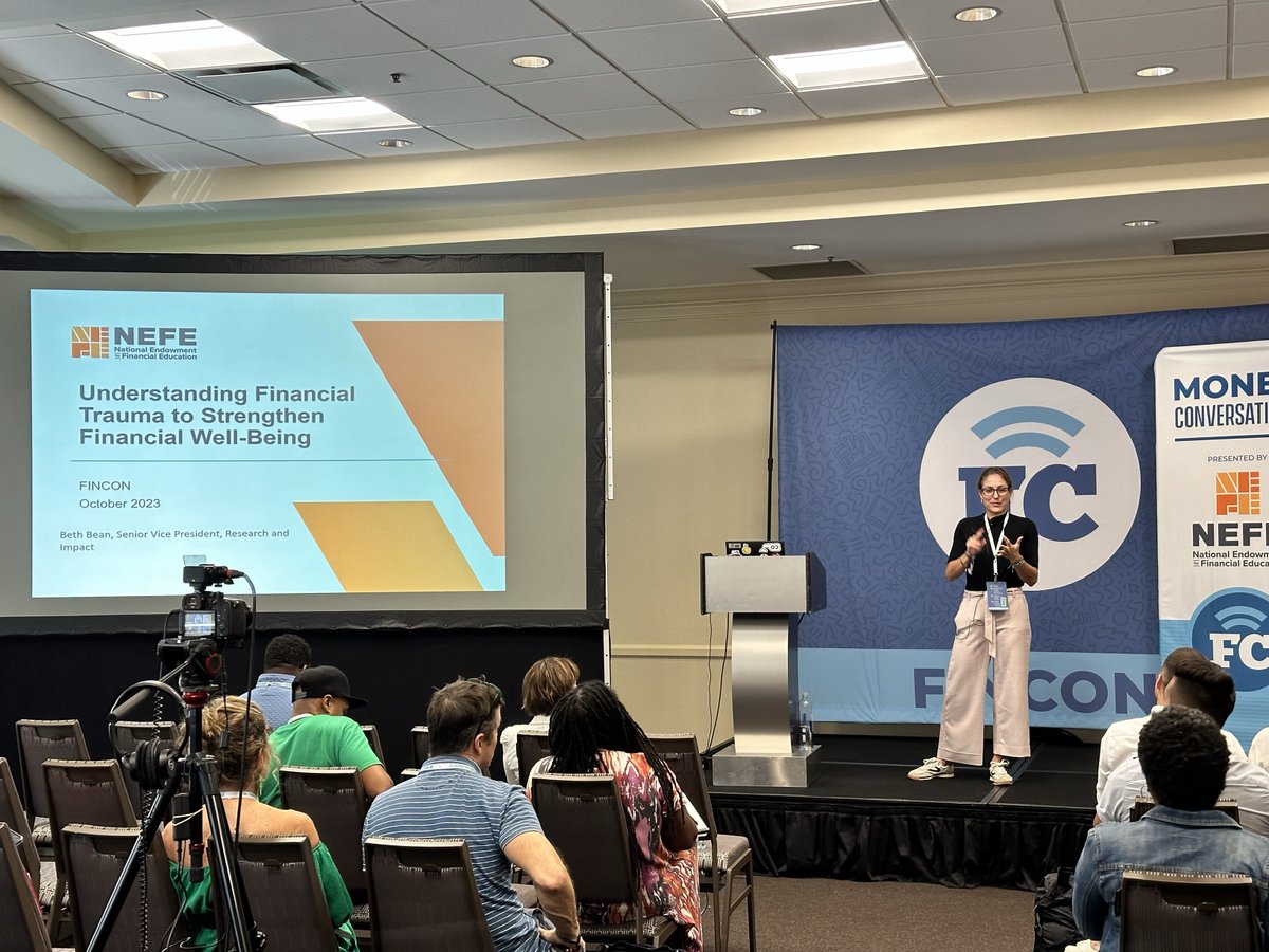 NEFE_ORG's tweet photo. This afternoon, Beth Bean, Ph.D. (@BBean4242), SVP, research and impact, spoke about #FinancialTrauma at the session "Why We Need to be Talking about Racial Trauma if We Truly Want #FinancialWellBeing for All" at this year's @FinCon Expo in New Orleans, Louisiana! https://t.co/MkusNTHi5w