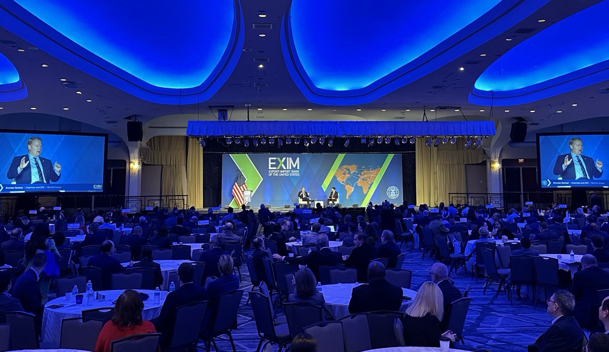Bechtel's tweet photo. 👀ICYMI: #Bechtel Chairman & CEO, Brendan Bechtel, took the stage at the #EXIM23 conference today where he discussed the opportunities ahead for clean energy and the energy supply chain. At Bechtel, we believe that together, we can build a better world. 🌎 https://t.co/VLnVqPJL5M
