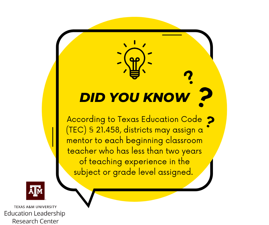 Our Mentoring and Coaching Academy fulfills the required TEC §21.458 mentor training while earning CPE hours. 

Learn more at elrc.tamu.edu/mentoring-coac…