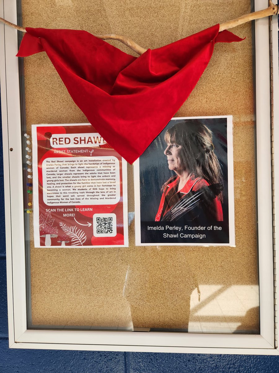 Visited <a href="/RothesayHigh/">Rothesay High School</a> to see an installation inspired by the work of <a href="/askomiw150/">Imelda Perley</a> on the #redshawlcampaign to honour the lives of #MMIWG and promote awareness unb.ca/mwc/events/red…