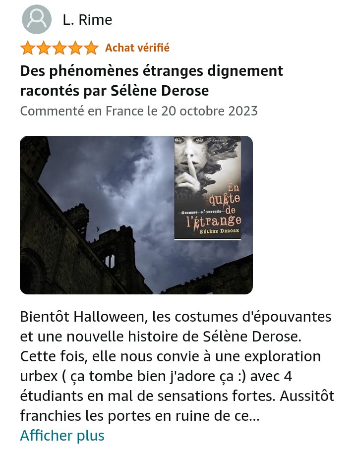 Avis 5 🌟 à l'approche d'Halloween🎃. Merci L.Rime d'avoir pris le temps de poster un commentaire avec illustration !!

Son avis complet ici :
amazon.fr/-/dp/B0CHCJ47W…

#lecturehalloween #avisdelecture
