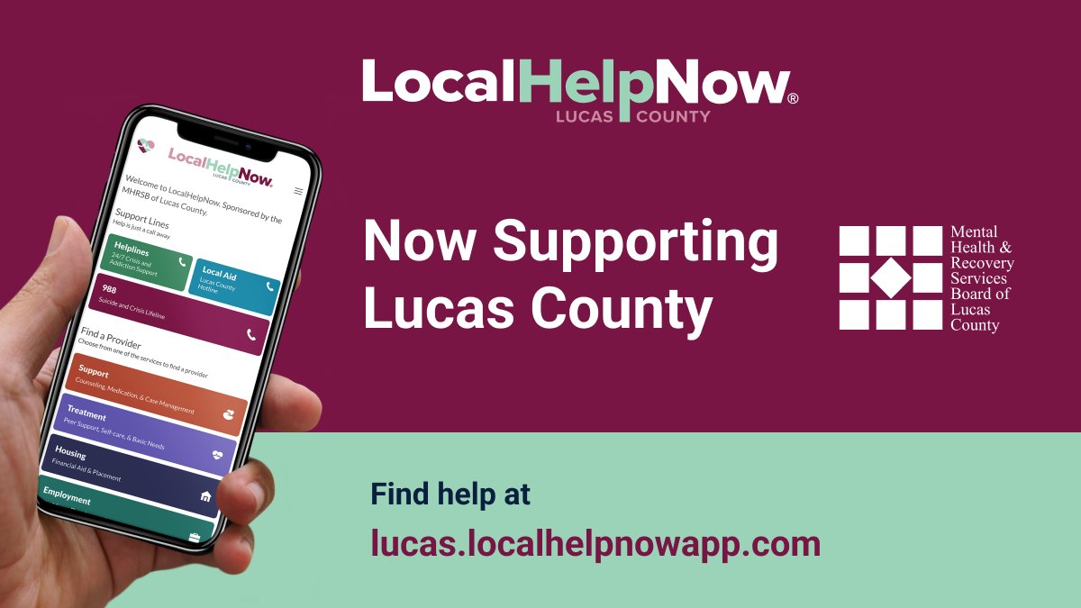 If you or someone you know is going through a tough time, like so many of us are right now, lcmentallywell.com/localhelpnow is here to help you find the support you deserve. This new resource will help you find the right options for your needs. #LucasCountyCares #MHRSB #LocalHelpNow