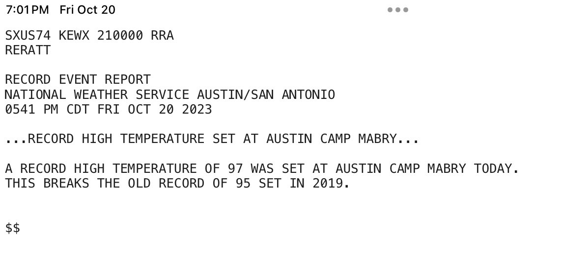 TravisCOSW's tweet photo. No surprise here … record warmth in Austin today. #atxwx https://t.co/GJ7nY2E8i6