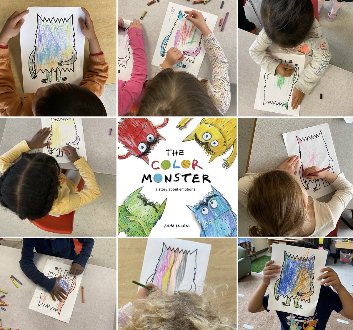 We read “The Color Monster”, and coloured how we felt throughout the day. Some friends realized they had more than 1 feeling occur. “I was in the red zone before school, the blue zone at recess and now green zone because I’m happy”. <a href="/DonnellyEmilie/">Mrs. Donnelly</a> <a href="/ZonesOfReg/">Zones of Regulation</a> <a href="/louisearbourfi/">Louise Arbour FI</a>