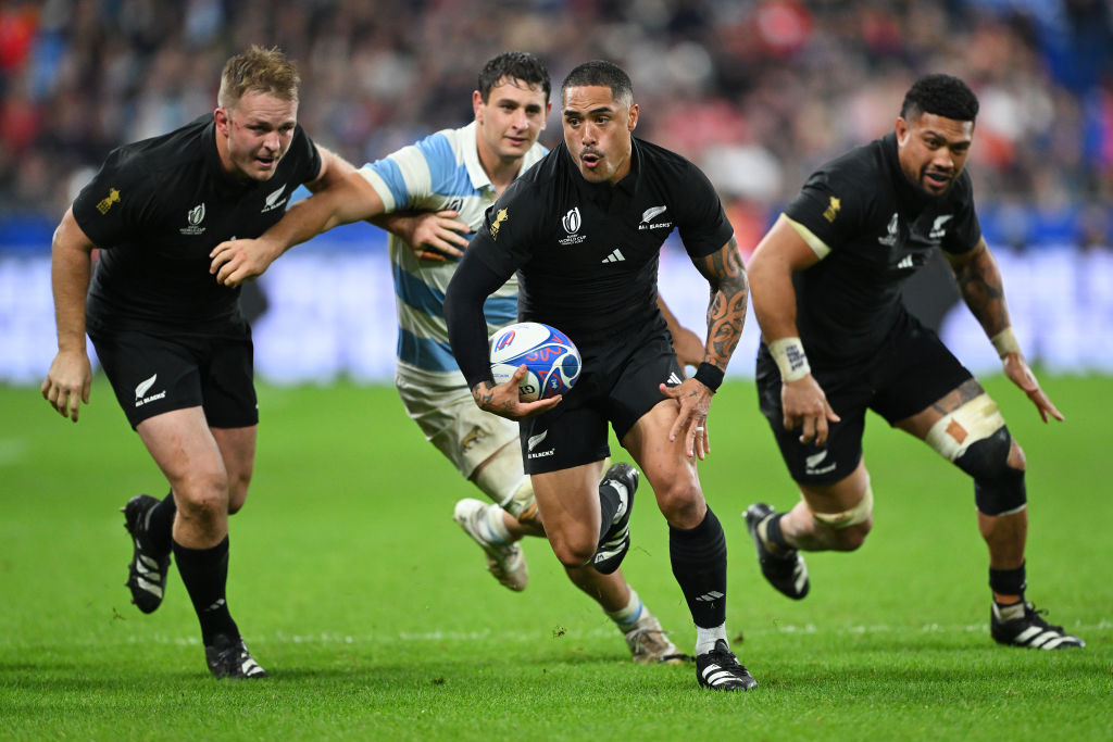 RWC 2023: All Blacks In Final. The All Blacks were too strong for the Pumas in Paris winning 44-6 to reach their fifth RWC Final - Will Jordan getting a hat-trick and Shannon Frizell getting a brace. Report: bit.ly/46APQw3 #RWC2023