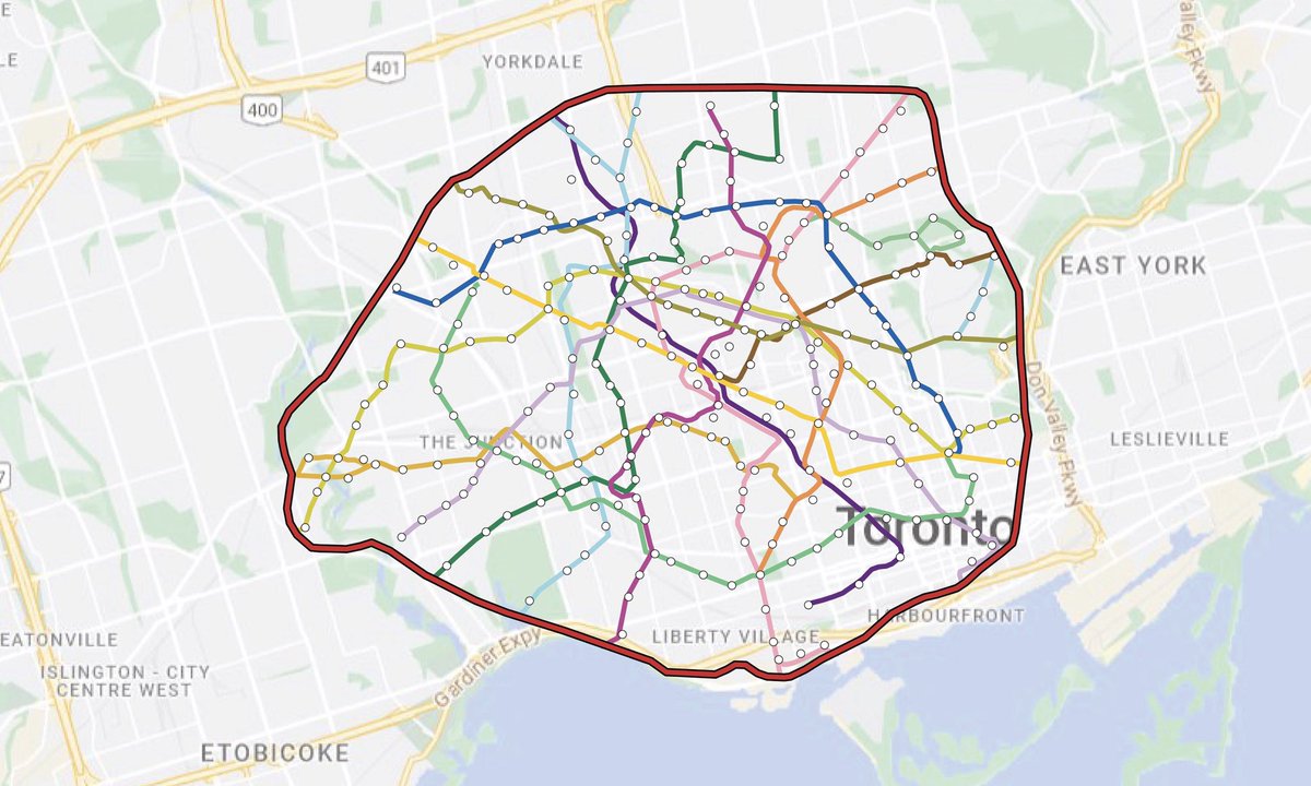 Ok, just for fun, three maps:

1) The outline of Paris, within the Périphérique, overlaid on central Toronto.
2) Toronto subway lines and stations within that area (including Crosstown).
3) Paris Métro lines (1-14) and stations within that same area.