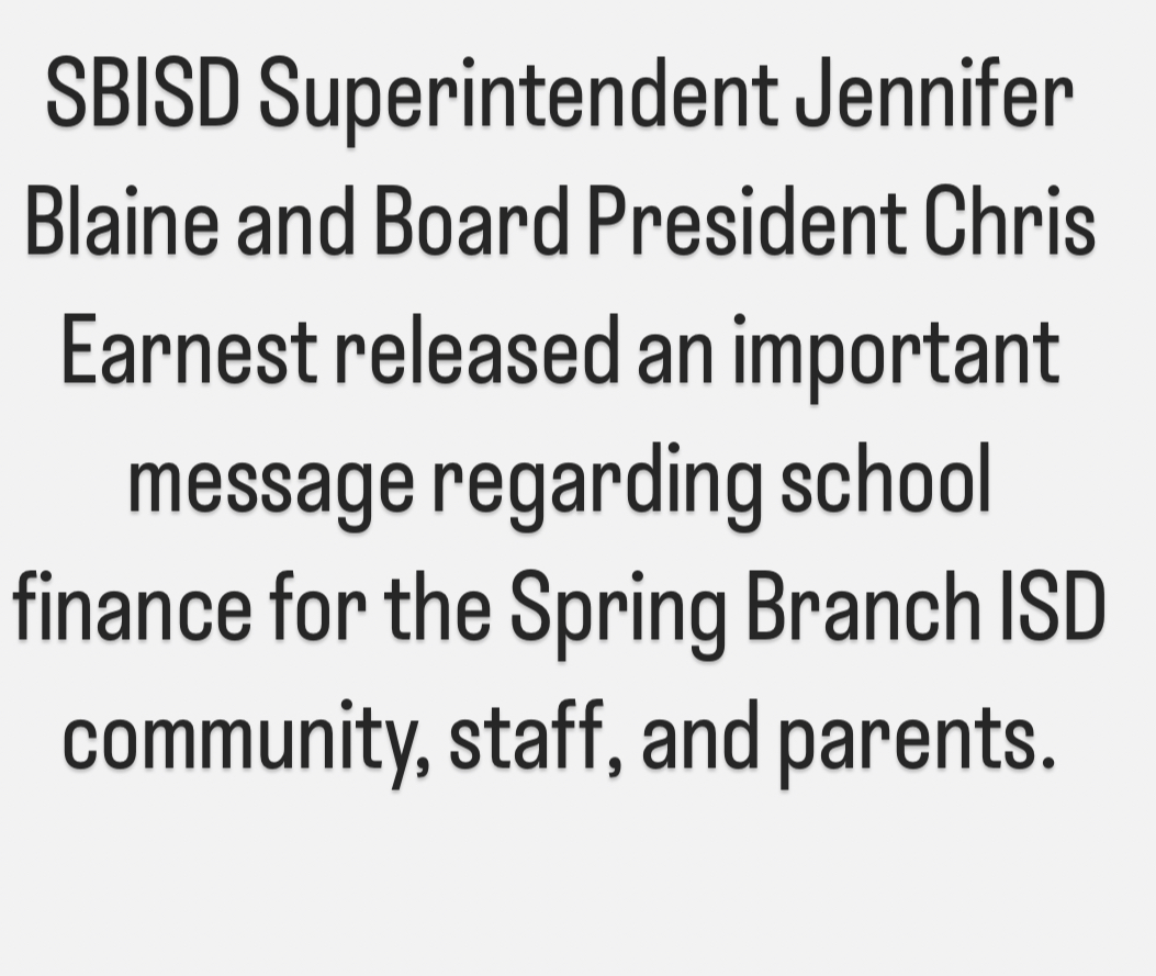 SBISD Superintendent Jennifer Blaine and Board President Chris Earnest released an important message regarding school finance for the Spring Branch ISD community, staff, and parents. Click the link for more information. bit.ly/3tHOTDu