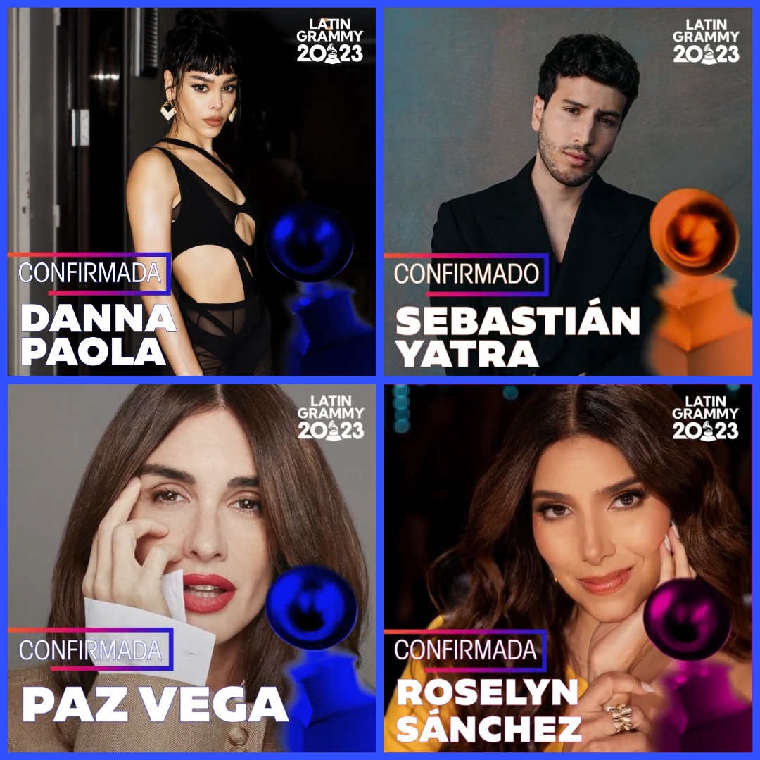 JavierPozaInforma on X: "¡Ya casi son! Se dio a conocer que Danna Paola,  Paz Vega, Sebastián Yatra y Roselyn Sánchez serán los presentadores para la  gala de los Latin Grammy 2023 que