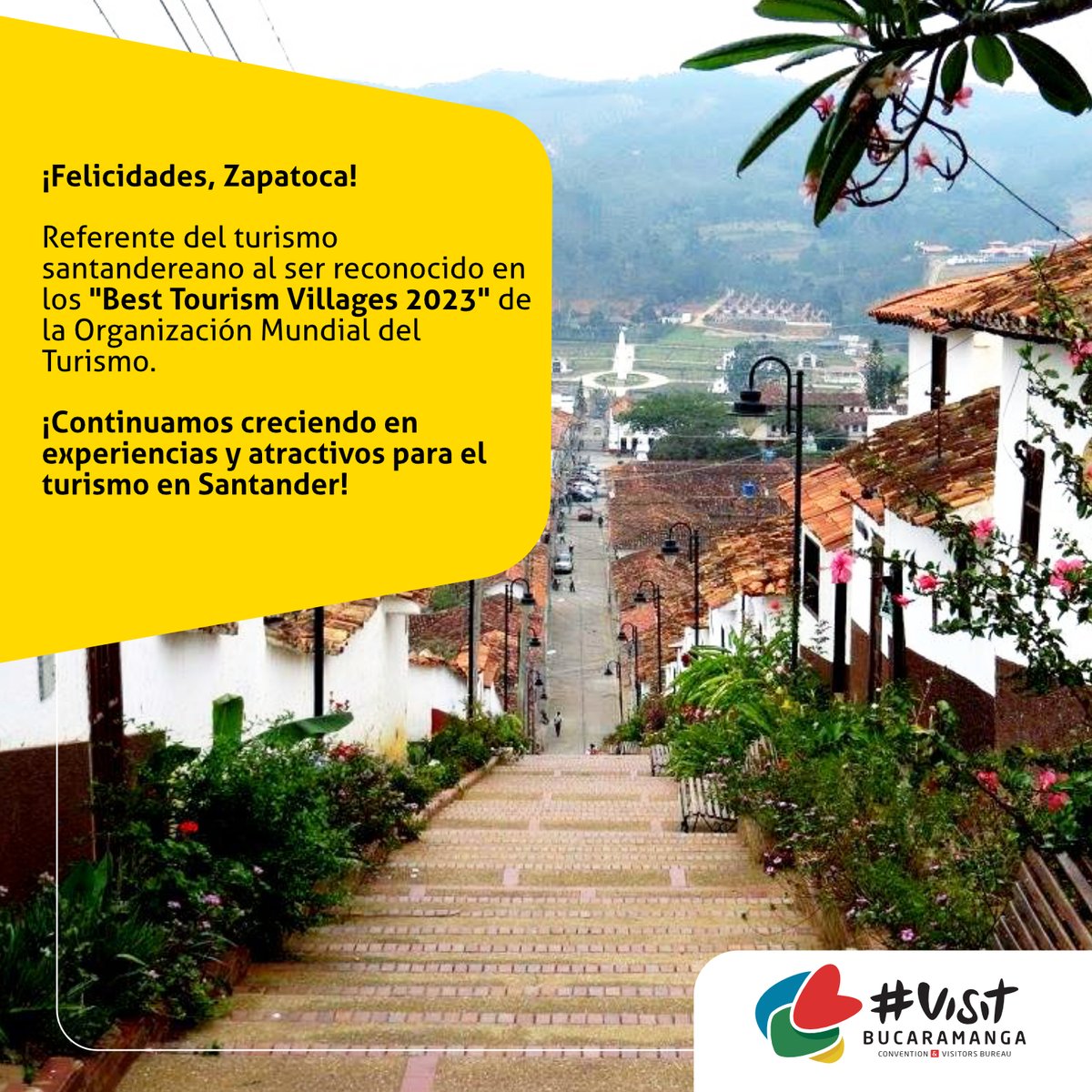 La sostenibilidad económica, social y medioambiental de #Zapatoca, le permitieron destacarse a nivel global en los #BestTourismVillages2023 de la #OMT. 💯
Nos enorgullece el crecimiento de nuestra región como destino de preferencia.👏