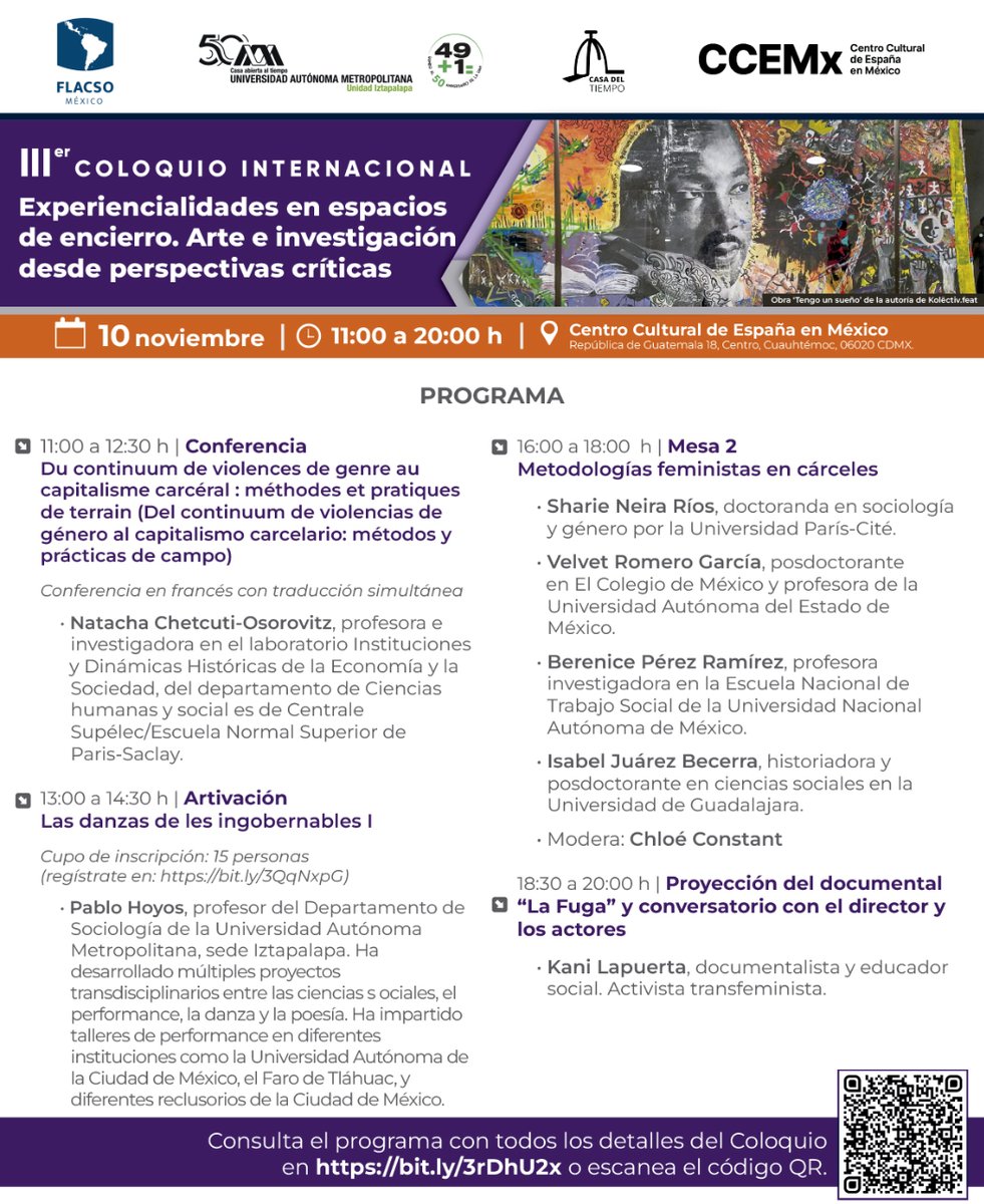 FlacsoMx's tweet photo. #FLACSOMX, @UAM_Iztapalapa y @ccemx invitan al Coloquio Internacional 'Experiencialidades en espacios #encierro. #Arte e #investigación desde perspectivas críticas'. Consulta las conferencias, mesas de análisis y actividades artísticas preparadas para ti: https://t.co/Mpen2VAtdS. https://t.co/4oiFUR4RIg