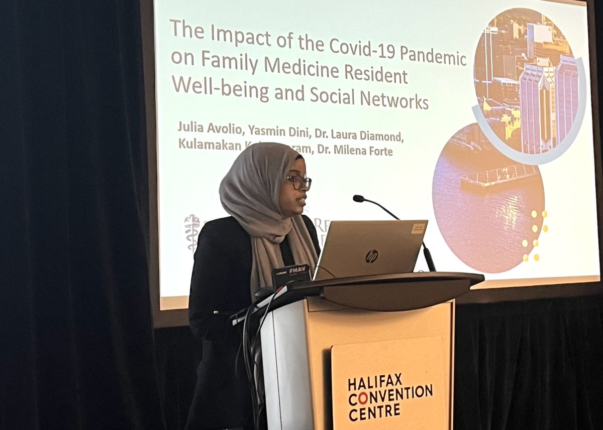 Medical student <a href="/YasminaDini/">Yasmin Dini</a> reflects on how #residentwellness and social networks have been impacted by COVID-19 - (spoiler alert : there are many hangover effects). #ICRE2023. Thanks for repping our team so well ! ( shout out to our collaborators <a href="/julia_avolio_/">Julia Avolio</a> <a href="/mahanmeded/">Mahan Kulasegaram</a> )