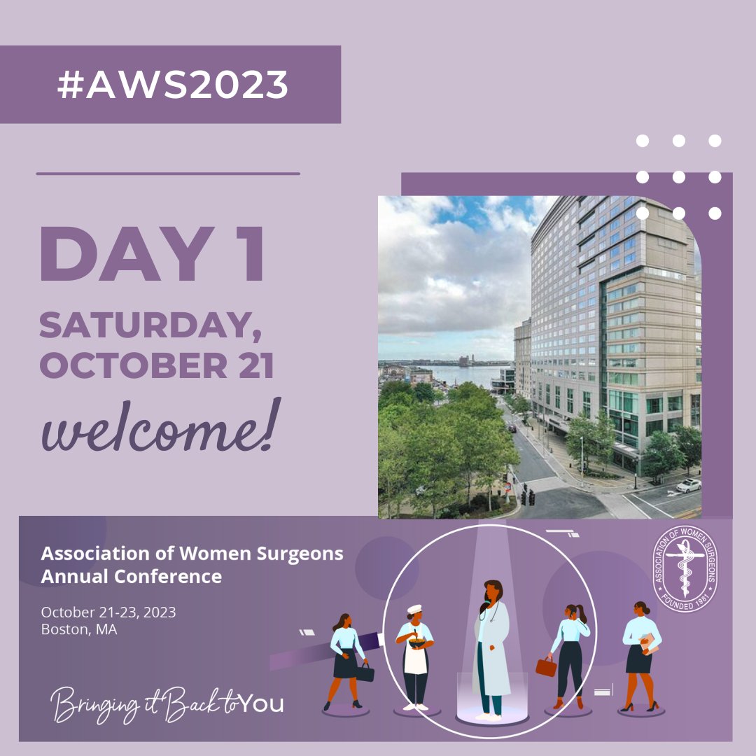Today is the day! Welcome to the Renaissance Boston Waterfront to all of our #AWS2023 conference attendees. We can't wait to engage in education sessions, networking, mentorship and more, all inspired by the theme 'Bringing it Back to You.' Schedule: womensurgeons.org/schedule