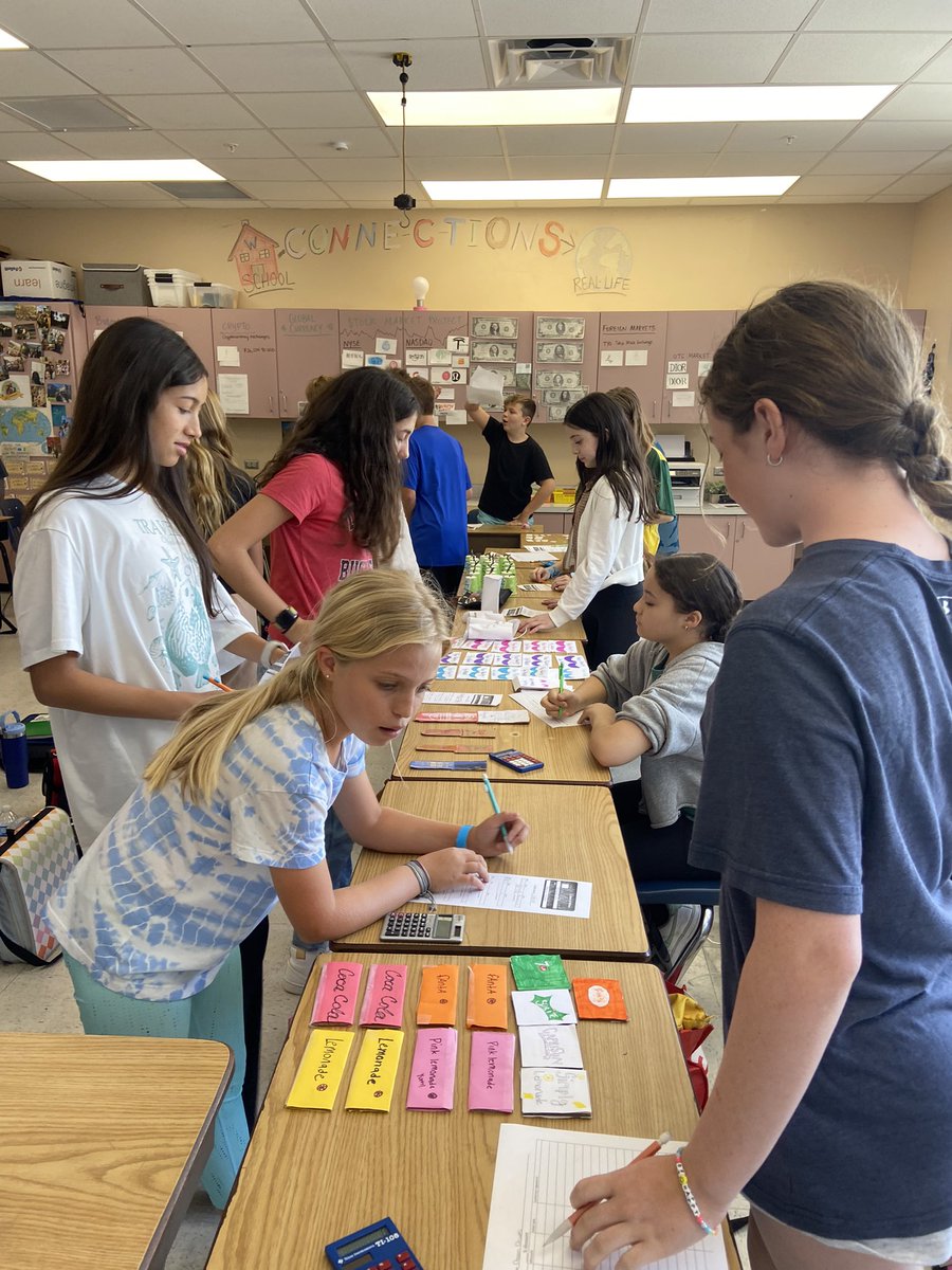 DemarinisMrs's tweet photo. Business Week at Wilson! Students developed unique business plans, calculated costs, markups, discounts, sales tax, and “sold”handmade products to each other in math class this week. Incredible creativity from these future business leaders!! https://t.co/eKlZrJwzXp