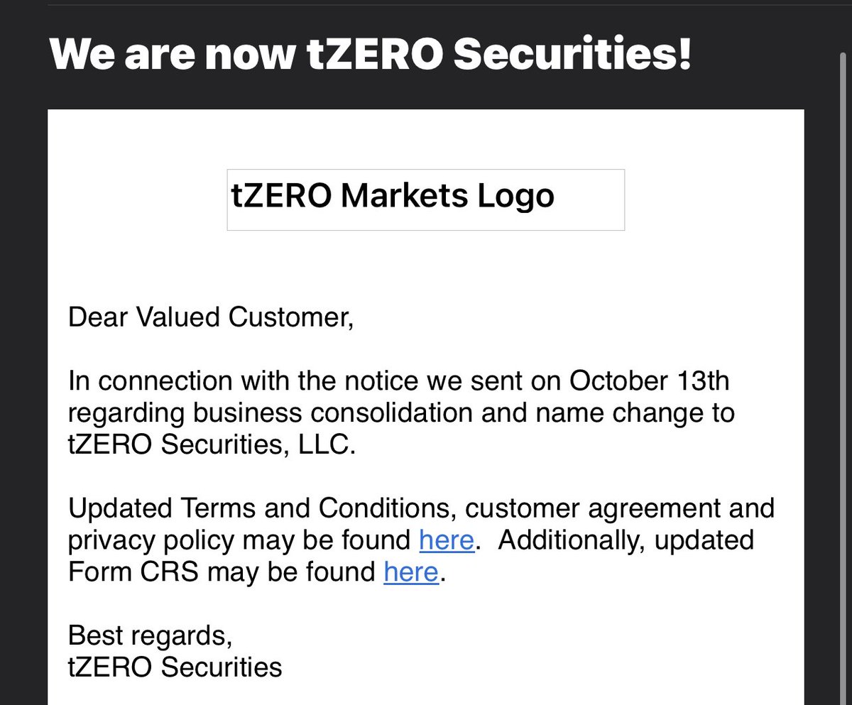 pcristoaloia's tweet image. We are now #TZERO securities.  $TZROP