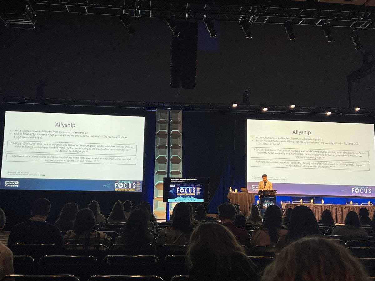 Amazing talk by Neil Shah at #NSGC23! It’s time to amplify our efforts in graduate programs and workplaces! It's imperative we actively cultivate spaces that affirm minorities’ intrinsic right to belong. #GeneChat
