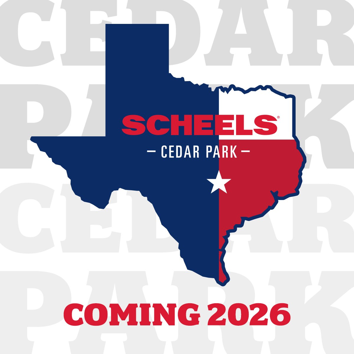 Howdy, Cedar Park! 🤠 We're excited to announce SCHEELS is coming to Cedar Park, TX in 2026! Our store will include a 65-ft Ferris wheel, a 16,000-gallon saltwater aquarium, a wildlife mountain, Fuzziwig’s Candy Factory and more. We can't wait to join the Cedar Park community!