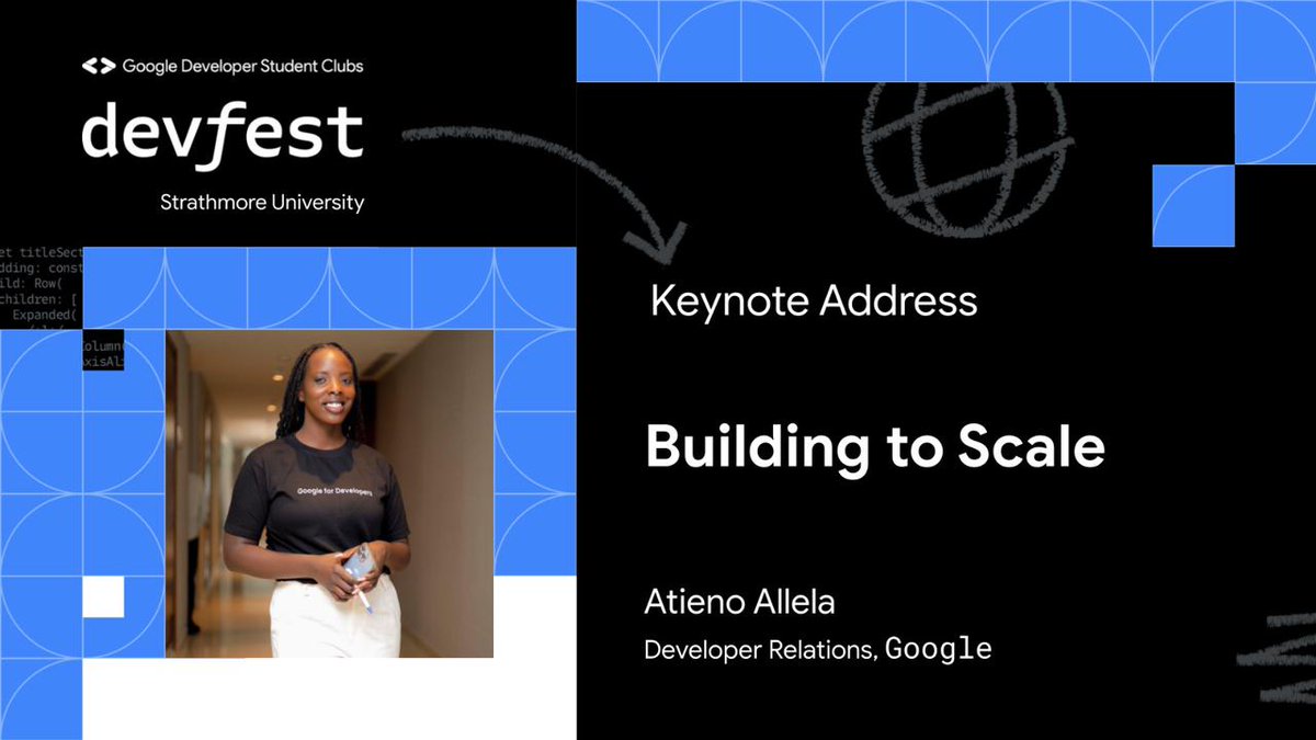 Knock knock. 
Who's there?
Dev
Dev who?
DevFest2023 with <a href="/DeniseAllela/">Variable_Denise</a> for a keynote "building to scale"
Isn't it exciting?
#DeveloperStudentClubs 
#GDSCSSA 
#DevFest2023 #DevFestOnCampus