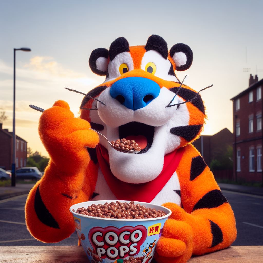 AI is nuts - Harry Potter and Woody eating pizza. Tony the Tiger eating Coco Pops