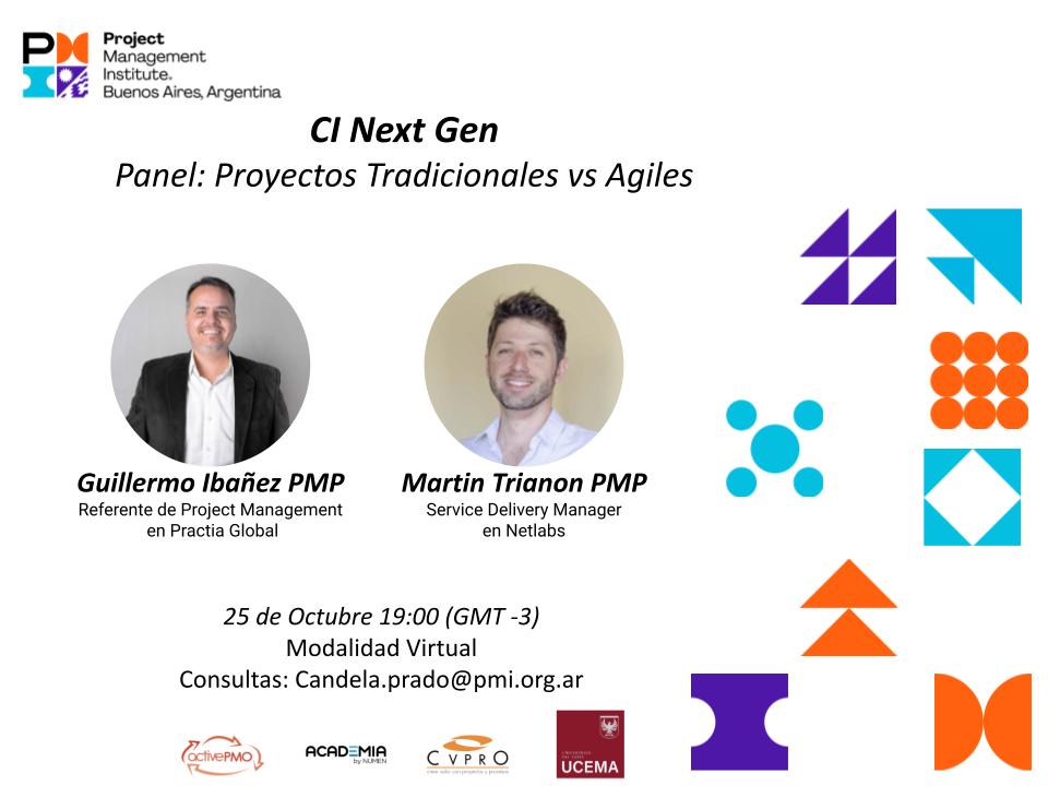 PMIBA_Arg's tweet photo. El PMIBA los invita al webinar de las CI Next Gen. Será un webinar presentado por Guillermo A. Ibañez PMP®, ITIL®, Trainer PNL y Martin Trianon PMP®.
Tema: Proyectos Tradicionales vs. Agiles
Abierto a todo el público.
Registro
https://t.co/jq35iqNFGr
Los esperamos! 🙌🏼 https://t.co/L9hrVBAspG