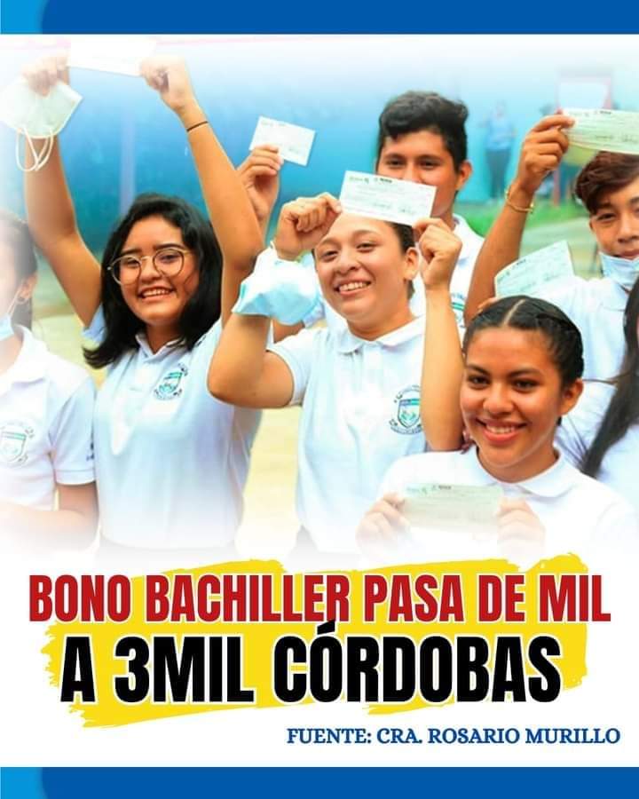 Bachilleres del Ciclo Escolar 2023, recibirán Bono Complementario de Promoción equivalente a 3 mil córdobas. 🥳
#FSLNOctubreVictorioso