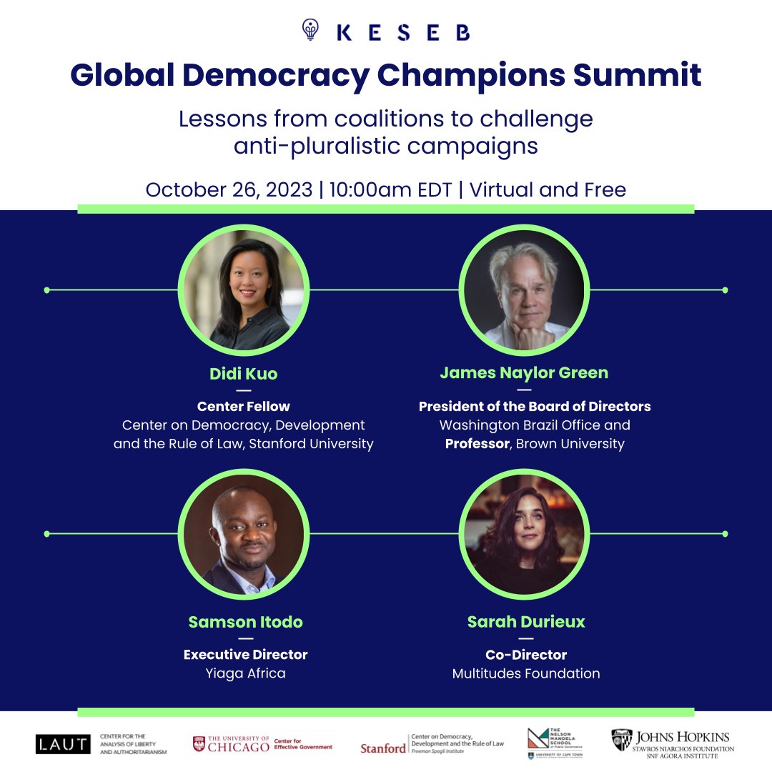 📣 Join us in 15 minutes at the 2023 Global Democracy Champions Summit for a panel discussion moderated by @didikuo1 and featuring panelists James Naylor Green, @DSamsonItodo, and @Sarah__Durieux. 📣 #Brazil #France #Nigeria #GDCS2023

📌 Register here: hopin.com/events/2023-ke…