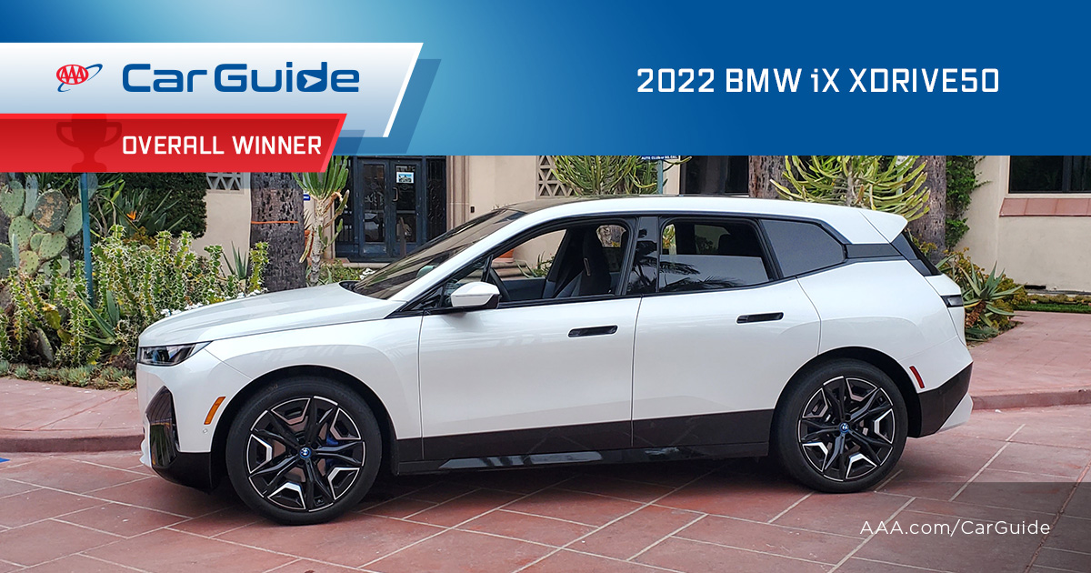 AAAMidStates's tweet photo. Can't decide what kind of EV to get? The 2022 Electric BMW iX xDrive50 is the overall winner according to the #AAACarGuide. The EV SUV has everything you need - high-tech, eco-friendly, and safe! Check out the list of other winners. https://t.co/Ujaqh7yGee #AAA #AAACarGuide 🔋🚗 https://t.co/OgL2E79wfH