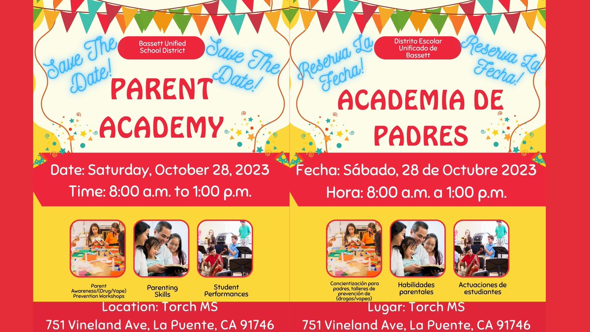 BUSD announces 2023 Parent Academy on October 28, 2023 at Torch Middle School. Sessions will start at 8am, We hope to see you there! bit.ly/3M6AsiG
#BUSDProud