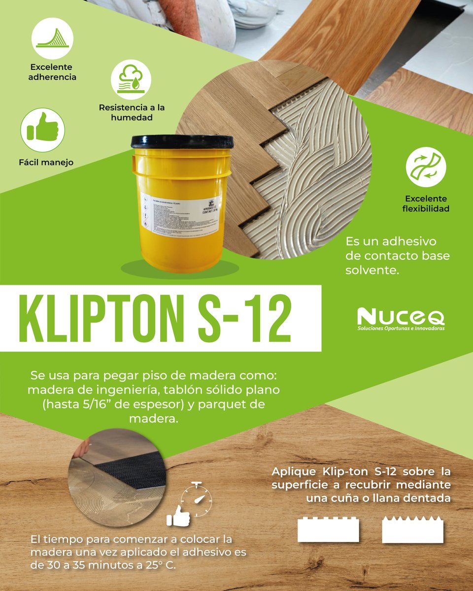NuceqMx's tweet photo. Adhesivo mono componente, ideal para madera de ingeniería y parquet https://t.co/al3DfHS028
