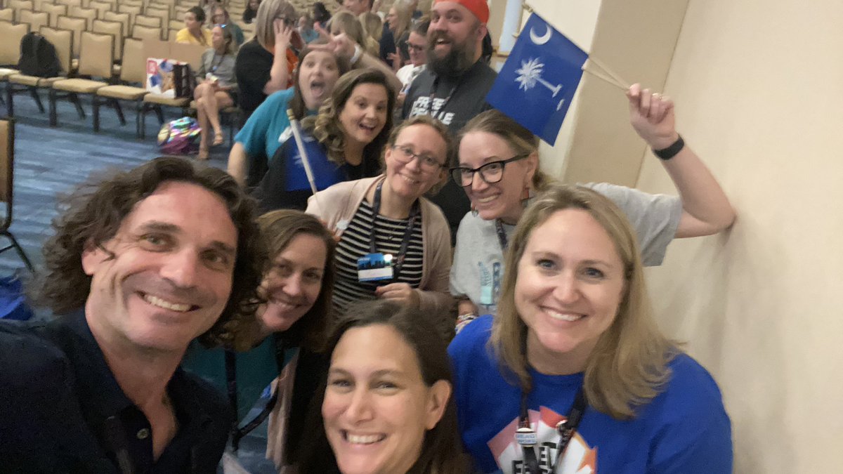 Reading should always be a joyful event! Today, these SC school librarians marched across the stage at the #AASL23 Right to Read Rally.