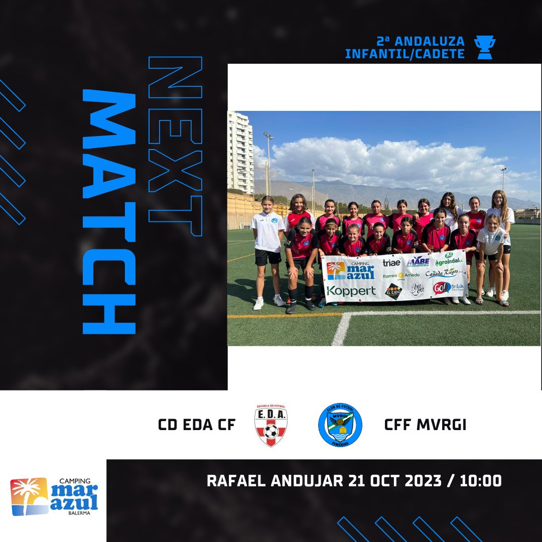 ⚽️Partido Camping Mar Azul Balerma

➡Nuestras infantiles se medirán al EDA esta jornada en el que promete ser uno de los partidos clave de la competición.

#cffemeninomvrgi
#futbolfemenino
#futfem
#EllasTambienJuegan