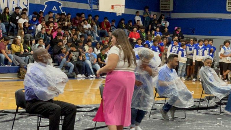 AldineHS_AISD's tweet photo. We did something super special today...Pep Rally AP Pie-in-YO-face Smash!! Which AP do you think won 1st place & get smash 1st??? And goooo... Today, was a good day! #CultureShift #MustangsIgnited #GameDay #BestAdminTeam https://t.co/BIOGjfVz8P