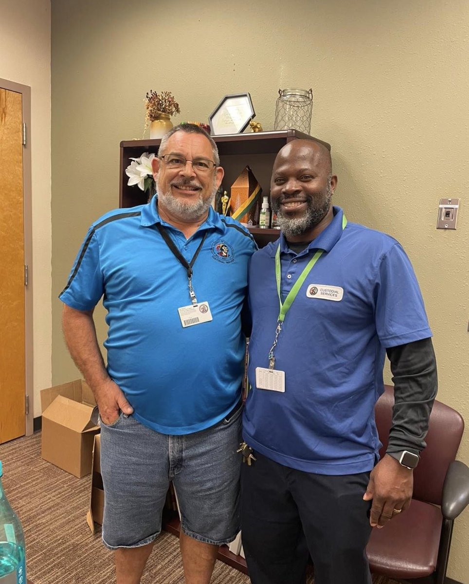 Andrew Peters (right), from @Osceolaschools Liberty High School, has been named a top 10 finalist for National Rock Star Custodian of the Year by the @rockstarsclean at the Academy of Cleaning Excellence, based in Orlando, FL! This is what SDOC is all about! Congrats!