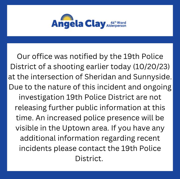Community Safety Update 10/20/23. If you have any information to share please contact Area 3 Detectives at 312-744-8261.