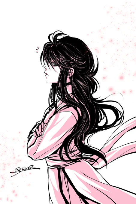 息抜きと癒しにと思って幽遊白書の蔵馬を描いた真夜中のテンションでバババッと描いたけれど、朝になってもう一度見てもいい感じだから投稿する～～ 