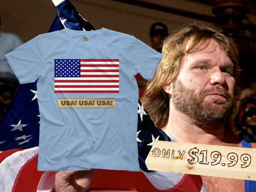 RealHacksawJim's tweet photo. Sometimes all you need to get the job done is a 2x4 and Old Glory!
#HOOOO!
Grab your shirt now at https://t.co/yiSu2tgXhX
#USA #WWE #AEW #WrestlingTwitter https://t.co/20ytWSF4bg