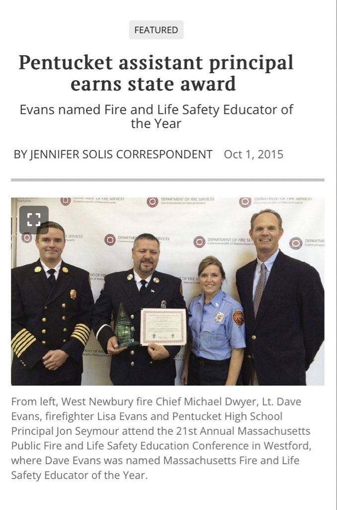 Congratulations to Dave Evans, just named Newbury Fire Chief.  Dave has a distinguished resume in public education, public safety &amp; leadership. Well deserved!