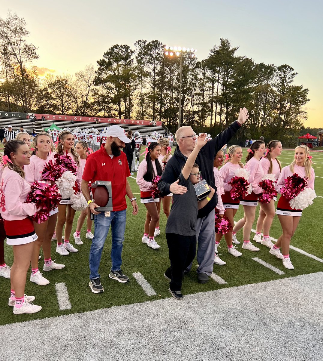 CHS_Warriors's tweet photo. What a great fan of the week! Stevie Eifert from RM Moore had a great time with us. Even got to meet former Warrior great AJ, Swann, and flip the coin for the game! https://t.co/D4WilW8D35