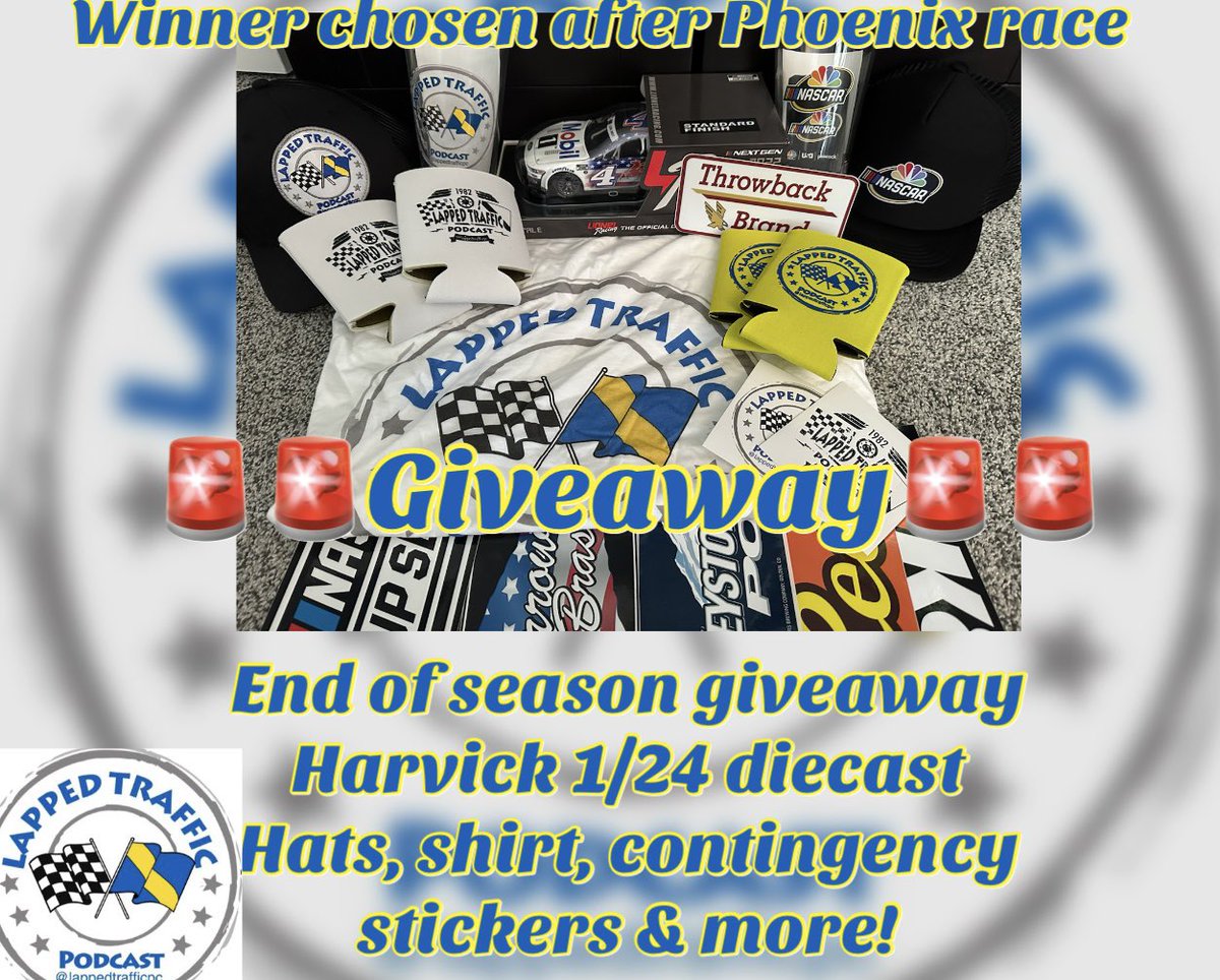 Don’t forget about the giveaway! 

#Giveaway #GiveawayTime #GiveawayAlert 

#NASCAR75  #NASCARPlayoffs  #Nascar #4Ever 

In honor of celebrating season 7 of the podcast, Harvick’s career and being on the show, and the end of the NASCAR season it’s give away time! #4EVER