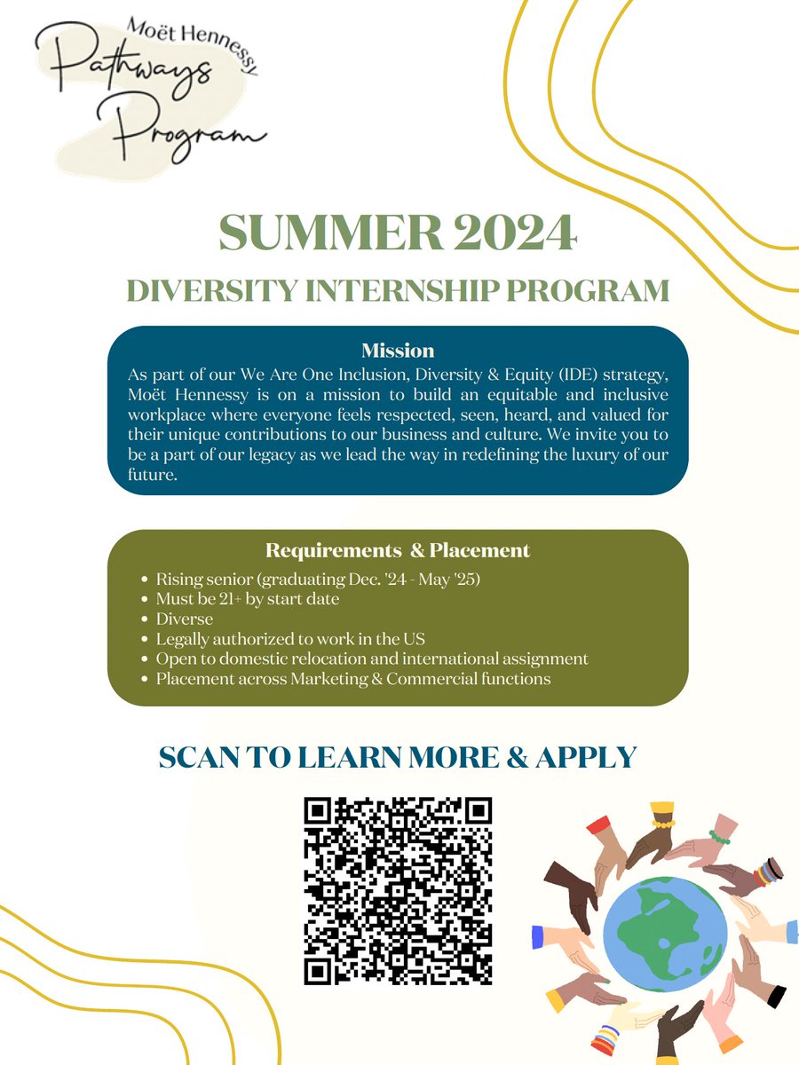 CSUFBlackComm's tweet photo. CSUEA has partnered with Moet/Hennessey to host a Zoom session on 10/26 discussing their Pathways Program–– a summer sales internship designed for diverse students. It pays $32/hour &amp; has the opportunity for international travel. Scan the QR code for more info &amp; to apply! https://t.co/9C9KuNmfQx