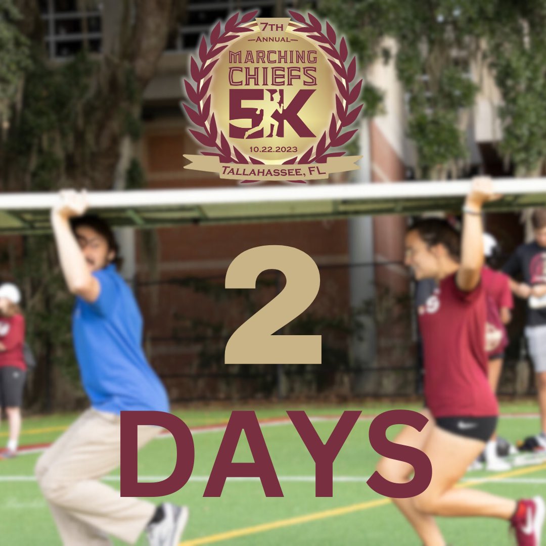 fsuchiefs5k's tweet photo. Only 2 more days till the 5K! 
Online registration has officially closed! If you haven’t registered and would still like to run, we will have in-person registration on the day of the race starting at 7:30AM. We can’t wait to see you Sunday morning!

#2days #hocoweekend #mc5k https://t.co/UYO4PCWzA8