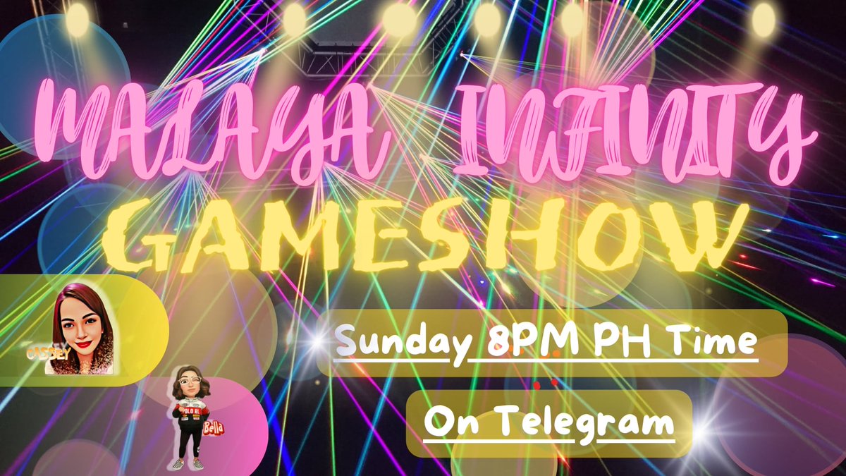 Join us and have fun while winning! 
On <a href="/MalayaInfinity/">Malaya Infinity</a> Sunday Gameshow!
8PM PH time on Telegram!

Games:
🎉Guess the emoji
🎉Guess the Country
🎉MI Bingo Bonanza

❤️, Repost, &amp; tag your friends now! 

See you! 🥰
t.me/+QcHsLrJT1mhhO…
#XRPLCommunity 
#XRPLedger 
#XRPCommunity