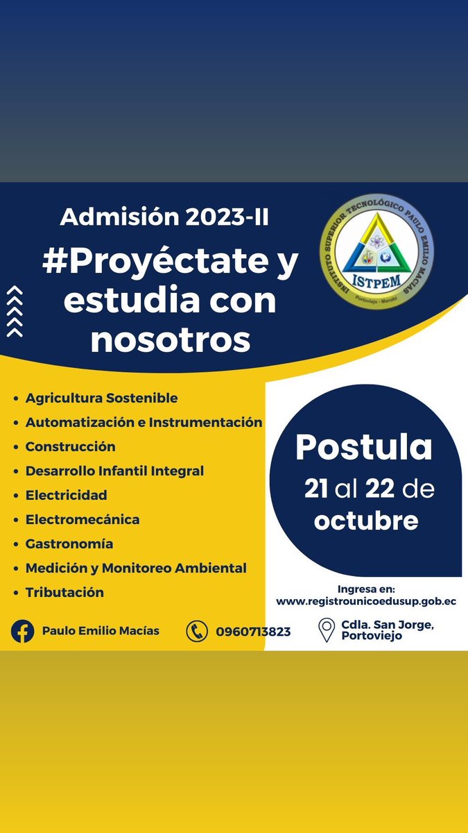 ISTPEM1's tweet photo. #Proyectate con nosotros y forma parte del #IstpemAcreditado ✍🏻🤝🤓
#CrecemosJuntos https://t.co/C9wmDfQhAh
