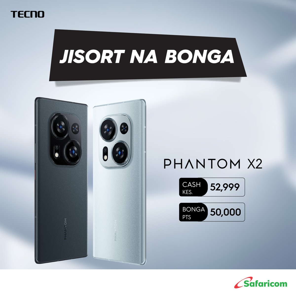 TECNOMobile254's tweet photo. Hot deal ! 🔥 Get your hands on the Phantom X2 from @SafaricomPLC  stores. Just Ksh 52,900 + 50,000 bonga points. Limited stock. Hurry! 📱💨

#TECNO #PhantomX2Series #BeyondExtraordinary https://t.co/XFflvSyqcB