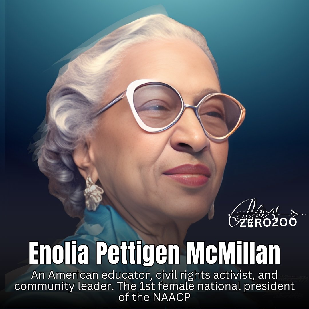 Day 262-Today, we remember Enolia Pettigen McMillan, a trailblazing educator and the first woman to lead the NAACP. Her legacy in education and civil rights continues to inspire. #EnoliaMcMillan #NAACP #Education #LegendsInLivingColor