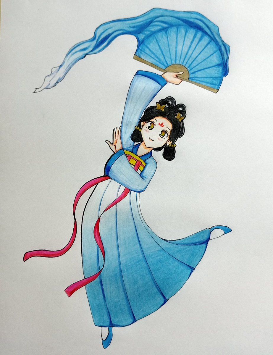 Based in a Shen Yun image 🩵

#analog #traditionalart #draw #colorpencils #TangDynasty #Hanfu #Ruqun #chinese #traditional #cute