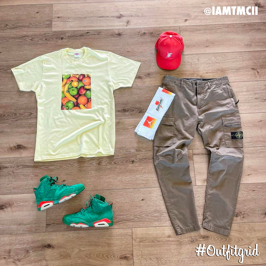 outfitgrid's tweet photo. Today's top #outfitgrid is by
@iamtmcii.
▫️ #Supreme #Tee
▫️ #StoneIsland #CargoPants
▫️ #FearOfGod x #NewEra #Cap
▫️ #JordanVI #Gatorade https://t.co/PUbw8139ap
