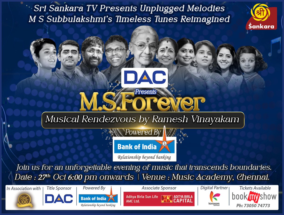 RahulVellal's tweet photo. Upcoming concert alert at Madras Music Academy. A Tribute to Bharat Ratna MS Subbulakshmi Amma and music arrangements by Sri Ramesh Vinayakam Sir. Book your tickets on Bookmyshow. Look forward to seeing you all there in large numbers for a unique tribute.
#rahulvellal #msamma https://t.co/hFGlKM6ZjU