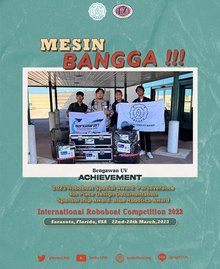[MESIN BANGGA]

Bagaimana hasil perlombaan International Roboboat Competition 2023 yang berlangsung di Nathan Benderaon Park, Sarasota, Florida, USA pada 22-28 Maret, 2023.

Cek informasi selengkapnya di : instagram.com/p/CyiNRLHvrg2/…