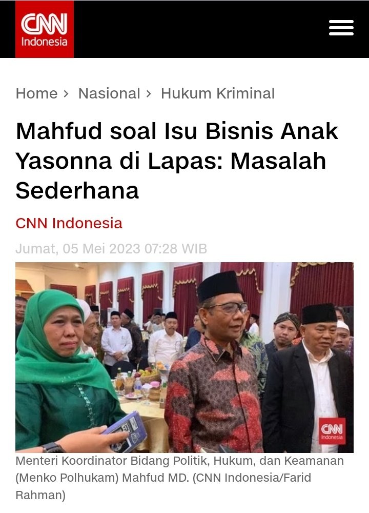 Betul sekali mas @irwndfrry. Ini contoh kasus yg dibawah beliau justru tidak ditangani. Sekedar info saja <a href="/DITJEN_PAS/">DitjenPemasyarakatan</a> itu dibawah Kemenkumham yg menterinya kader PDIP.