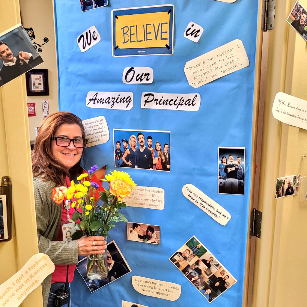 WLES_OCPS's tweet image. October is #NationalPrincipalsMonth
We #Believe in our Principal Mrs. Zizza. Thank you for all you do for our school. 🙌♥️ 
#ocps “Well you say impossible, but all I hear is 'I'm possible.'” — @TedLasso